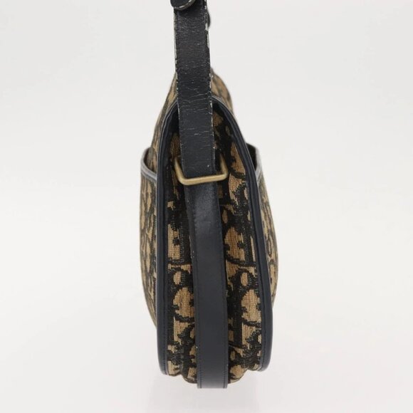 Christian Dior Trotter Canvas Shoulder Bag Navy Gold Auth BA7310 - Picture 6 of 16